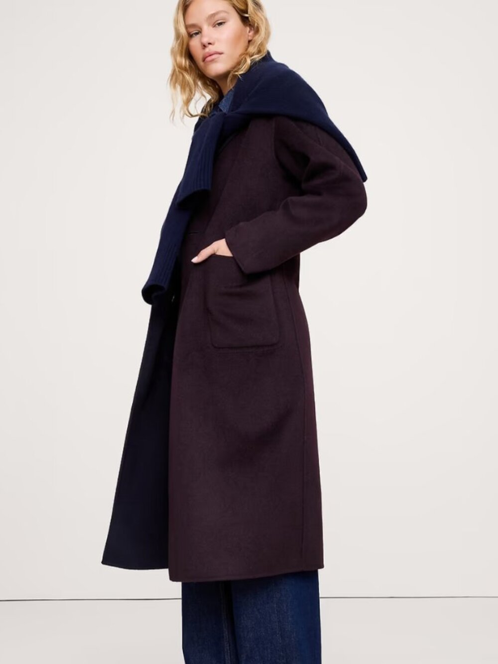 Banana Republic Reversible Double-Faced Top Coat – Navy Blue/Burgundy – Size L (